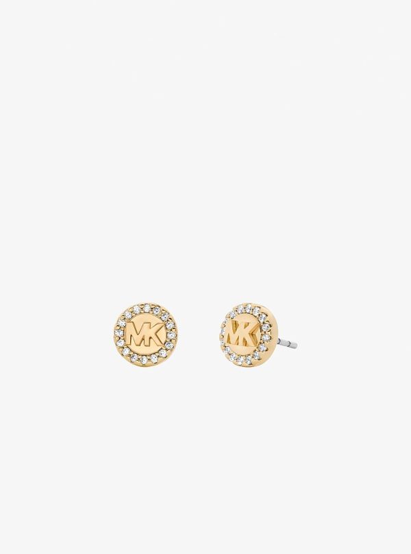 Michael Kors Pave Logo Stud Earrings