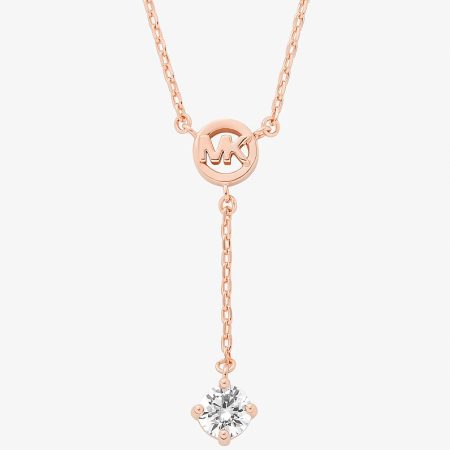 Michael Kors Logo Charm and Cubic Zirconia Necklace