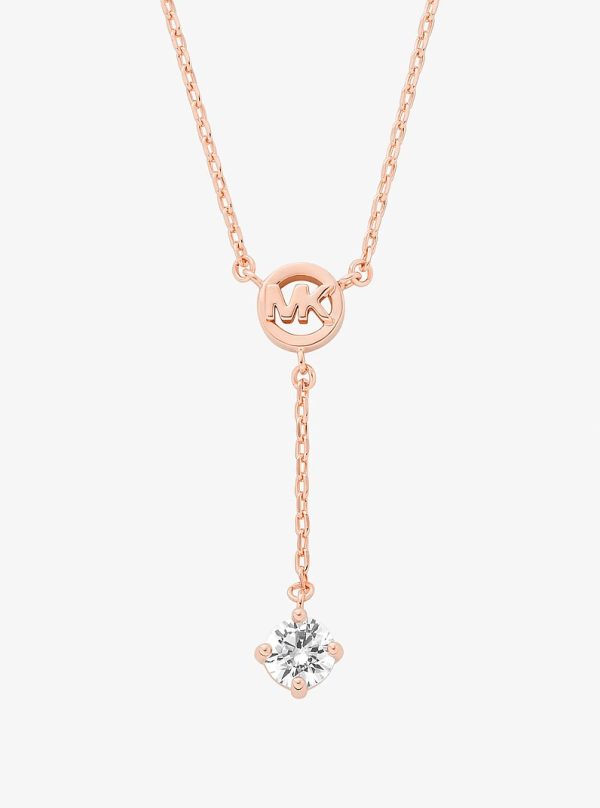 Michael Kors Logo Charm and Cubic Zirconia Necklace