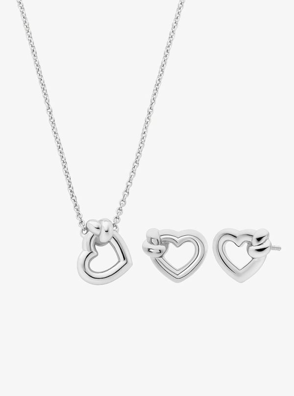 Michael Kors Knotted Heart Necklace and Earrings Gift Set