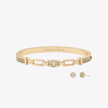 Michael Kors Pave Logo Bangle and Stud Earrings Gift Set