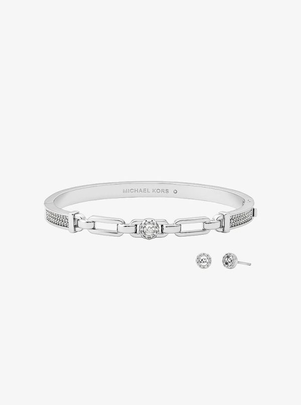Michael Kors Pave Logo Bangle and Stud Earrings Gift Set