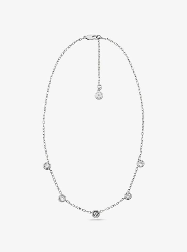 Michael Kors Logo Bezeled Pave Necklace