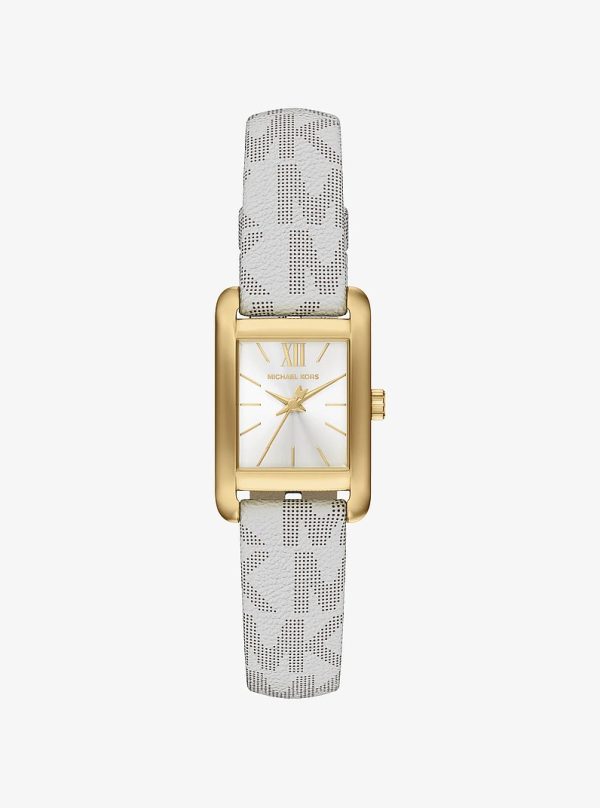 Michael Kors Mini Monroe Gold-Tone and Logo Strap Watch