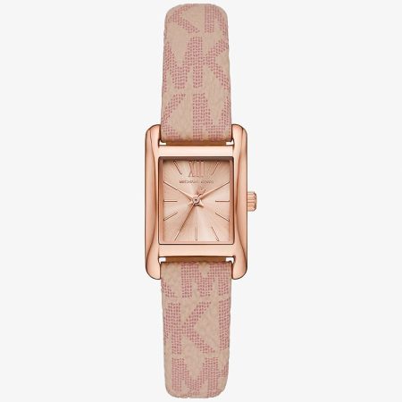 Michael Kors Petite Monroe Rose Gold-Tone and Logo Strap Watch
