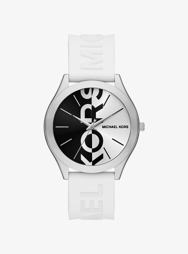 Michael Kors Oversized Aspyn Silver-Tone and Silicone Strap Watch
