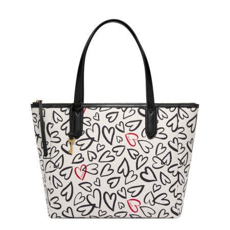 Fossil Sydney Tote White/Black