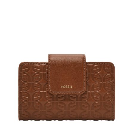 Fossil Logan Leather RFID Mini Multifunction Wallet Medium Brown