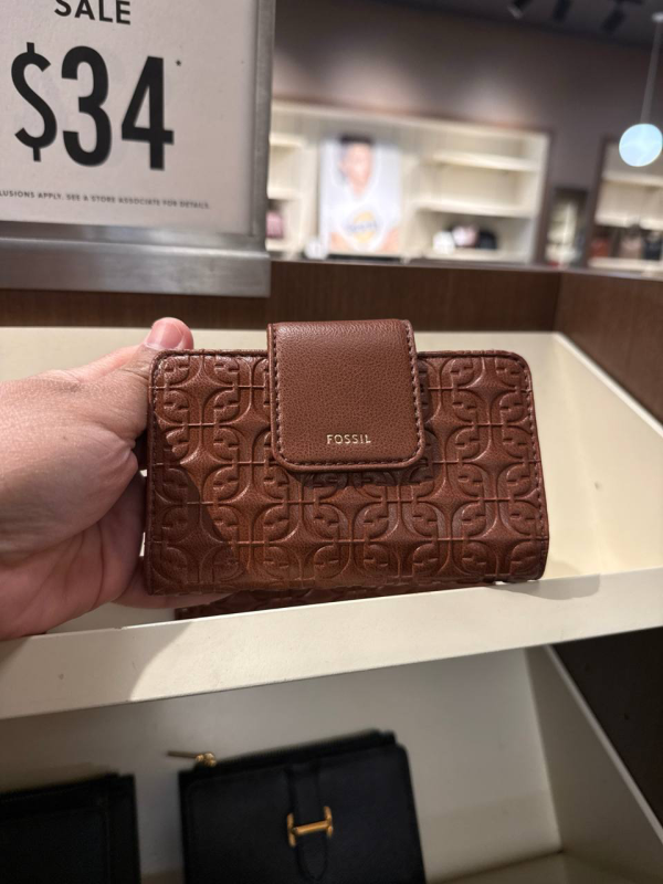 Fossil Logan Leather RFID Mini Multifunction Wallet Medium Brown - Preorder