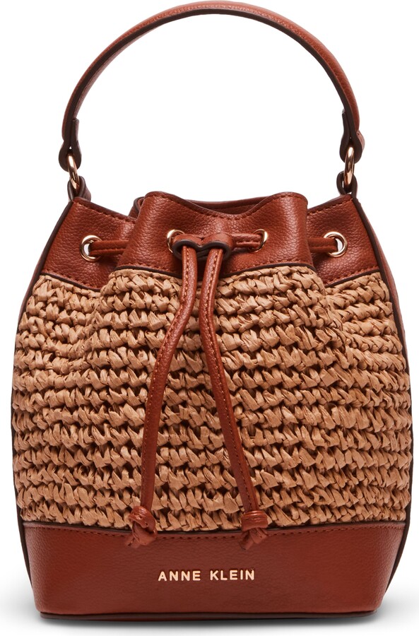 Anne Klein Straw Bucket Bag Brown 2026