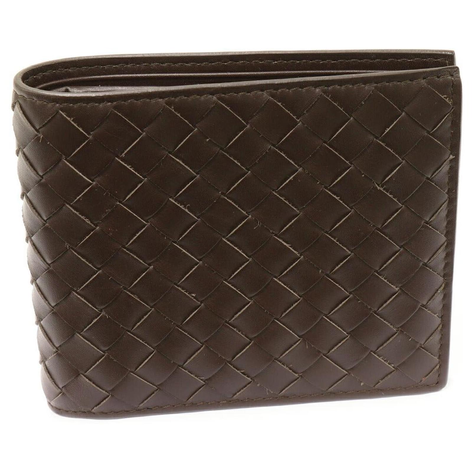 Bottega Veneta Intrecciato bifold wallet dark brown calfskin leather men 2025