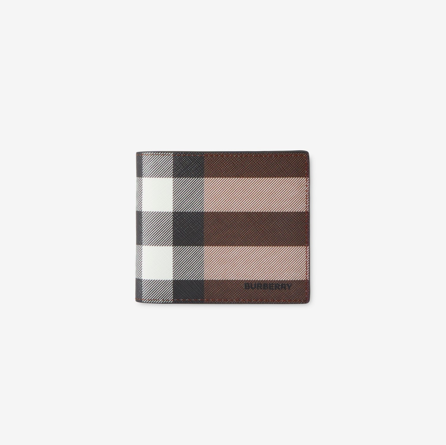 Burberry house check bifold wallet tan black leather men 2025