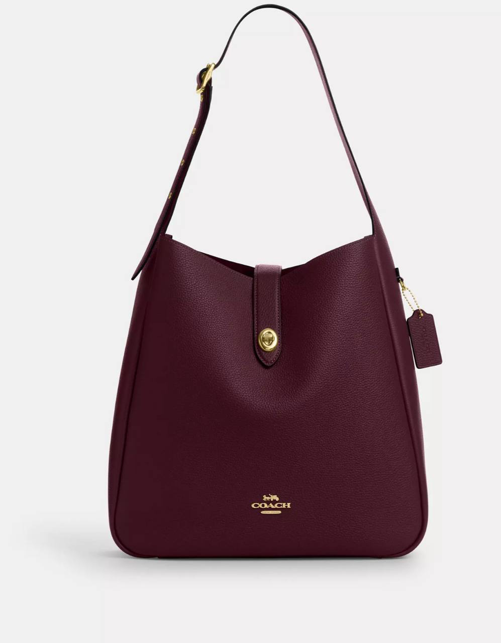 Coach Hadley Large Shoulder Bag Brass/Dark Wine - Ready Stock US