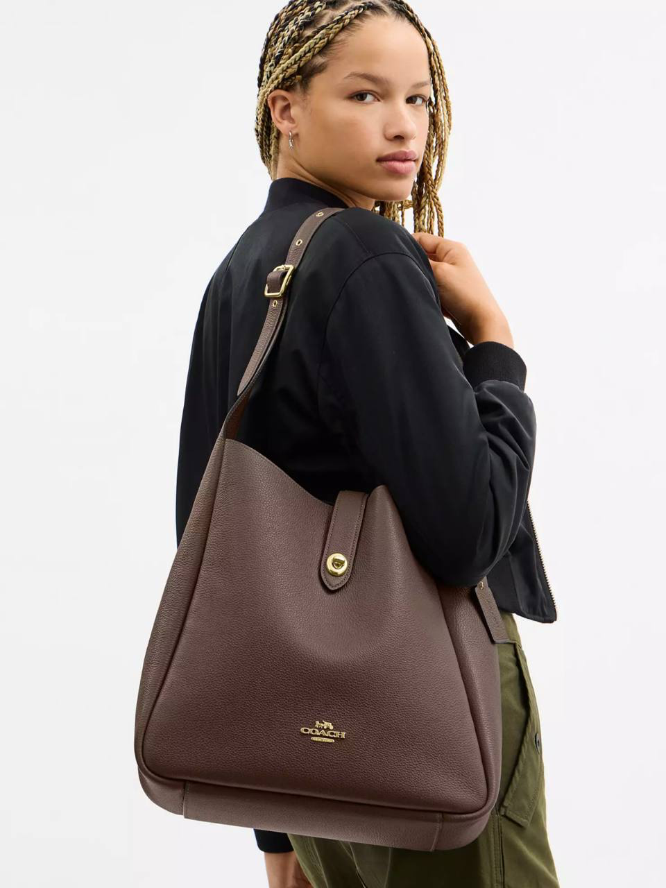 Coach Hadley Large Shoulder Bag Brass/Dark Stone - Ready Stock US - Image 2