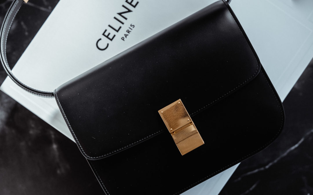 Celine Classic Box bag black box calfskin gold clasp hardware