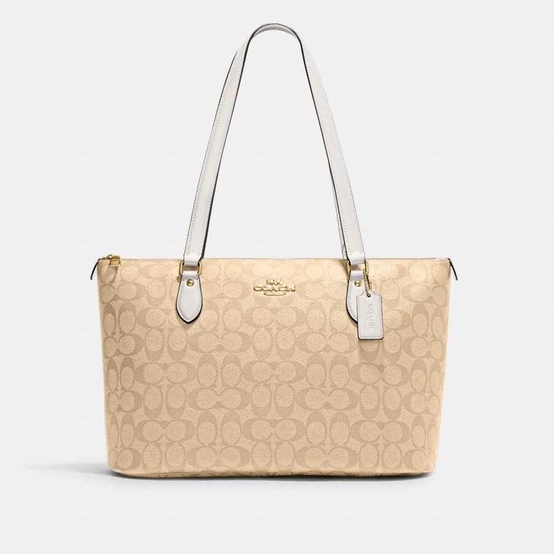 Coach Gallery Tote Signature Canvas Light Khaki Chalk 2024