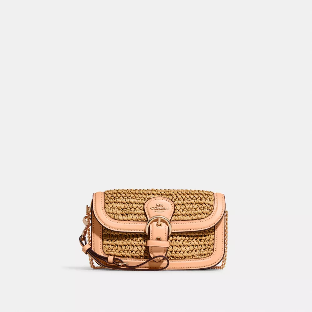 Coach Kleo Crossbody Bag Pebbled Leather tan brown