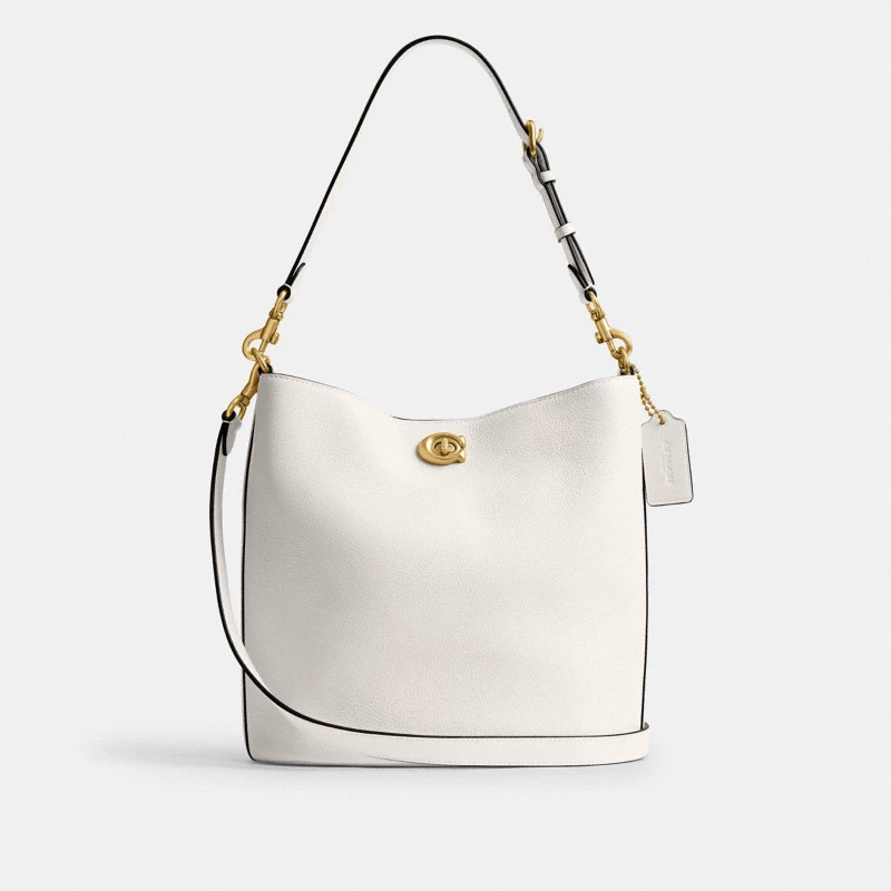 Coach Willow Shoulder Bag ivory chalk cream leather 2024