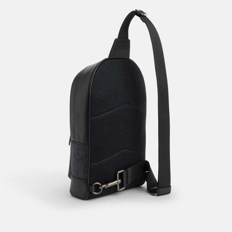 Coach West Pack In Signature Canvas With Varsity Stripe Gunmetal/Charcoal/Denim/Chalk - Image 2
