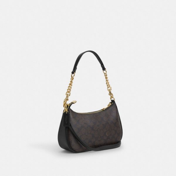 Coach Teri Shoulder Bag In Signature Canvas Brass/Walnut/Black