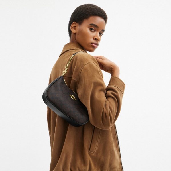Coach Teri Shoulder Bag In Signature Canvas Brass/Walnut/Black