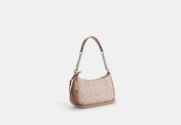 Coach Teri Shoulder Bag In Signature Canvas Silver/Sand/Taupe - Preorder