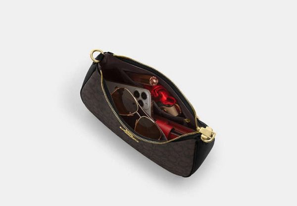Coach Teri Hobo Bag In Signature Canvas Brass/Walnut/Black - Preorder