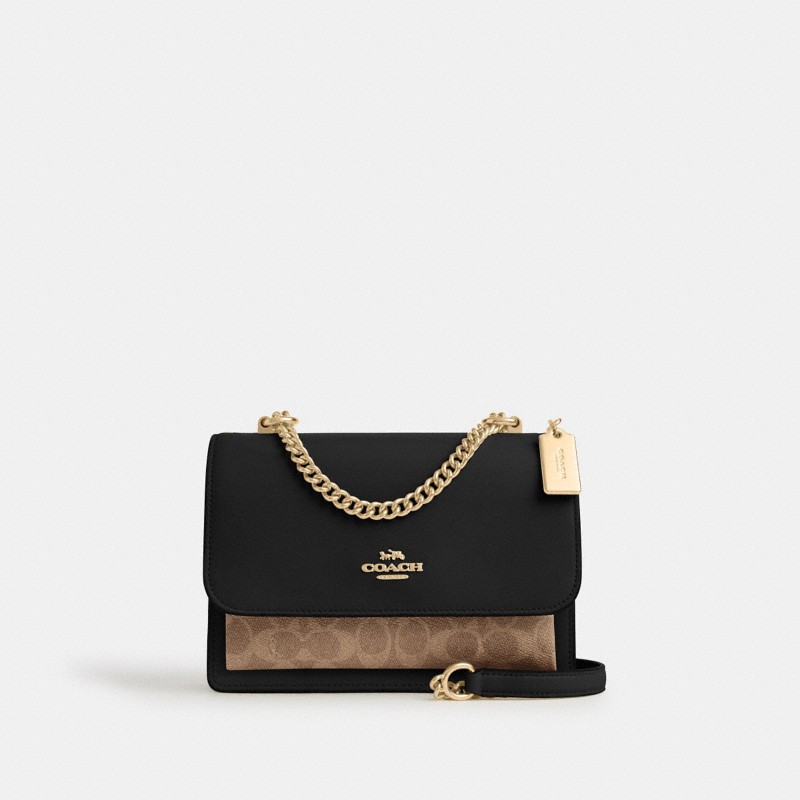 Coach Klare Crossbody Bag In Signature Canvas Gold/Tan/Black Multi - Ready Stock US