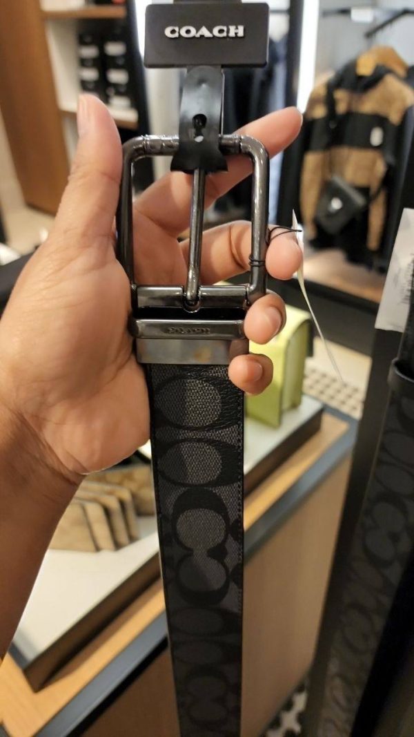 Coach Boxed Plaque And Harness Buckle Cut-To-Size Reversible Belt, 38 Mm Gunmetal/Charcoal/Black - Preorder