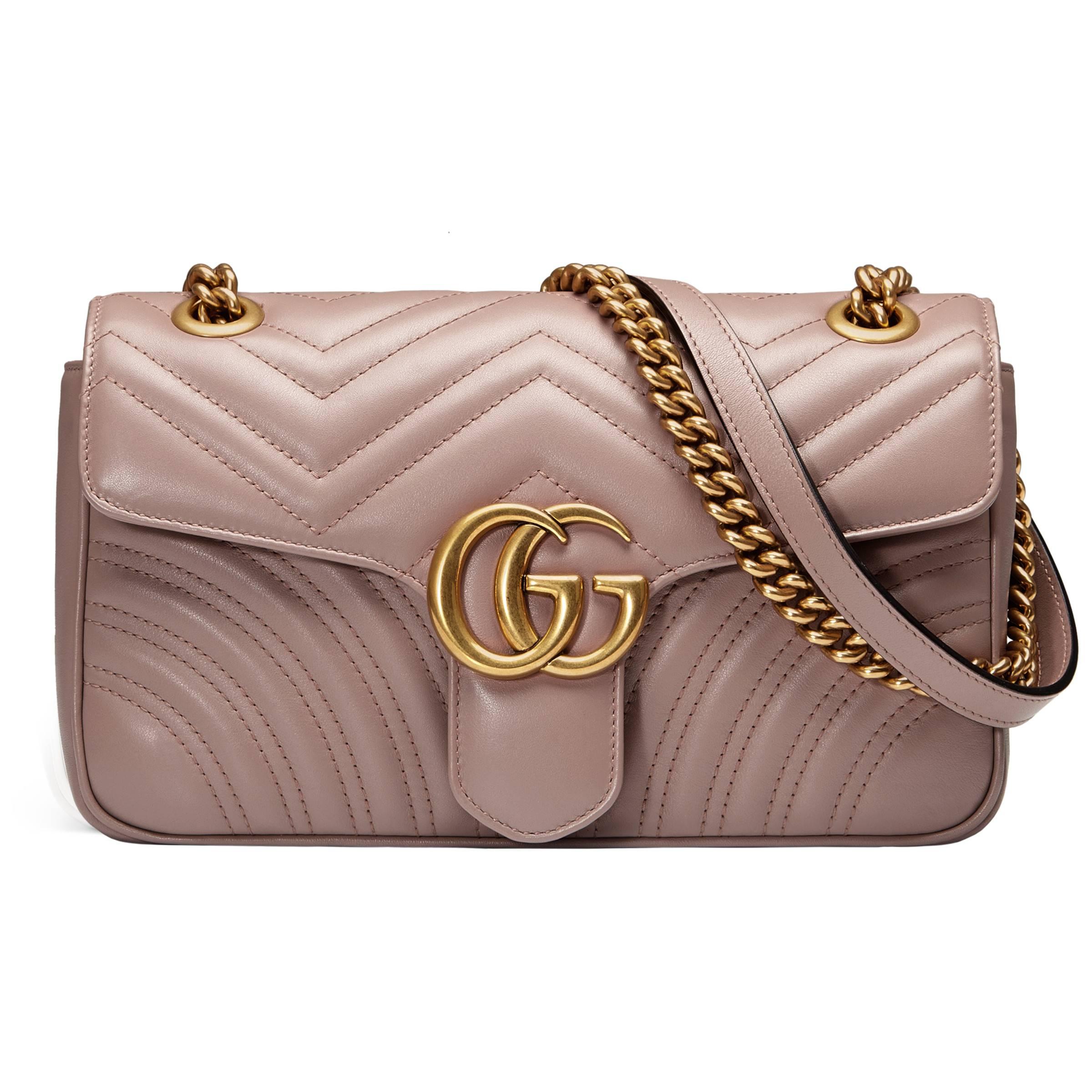 Gucci GG Marmont Small Shoulder Bag matelasse leather dusty pink 2024