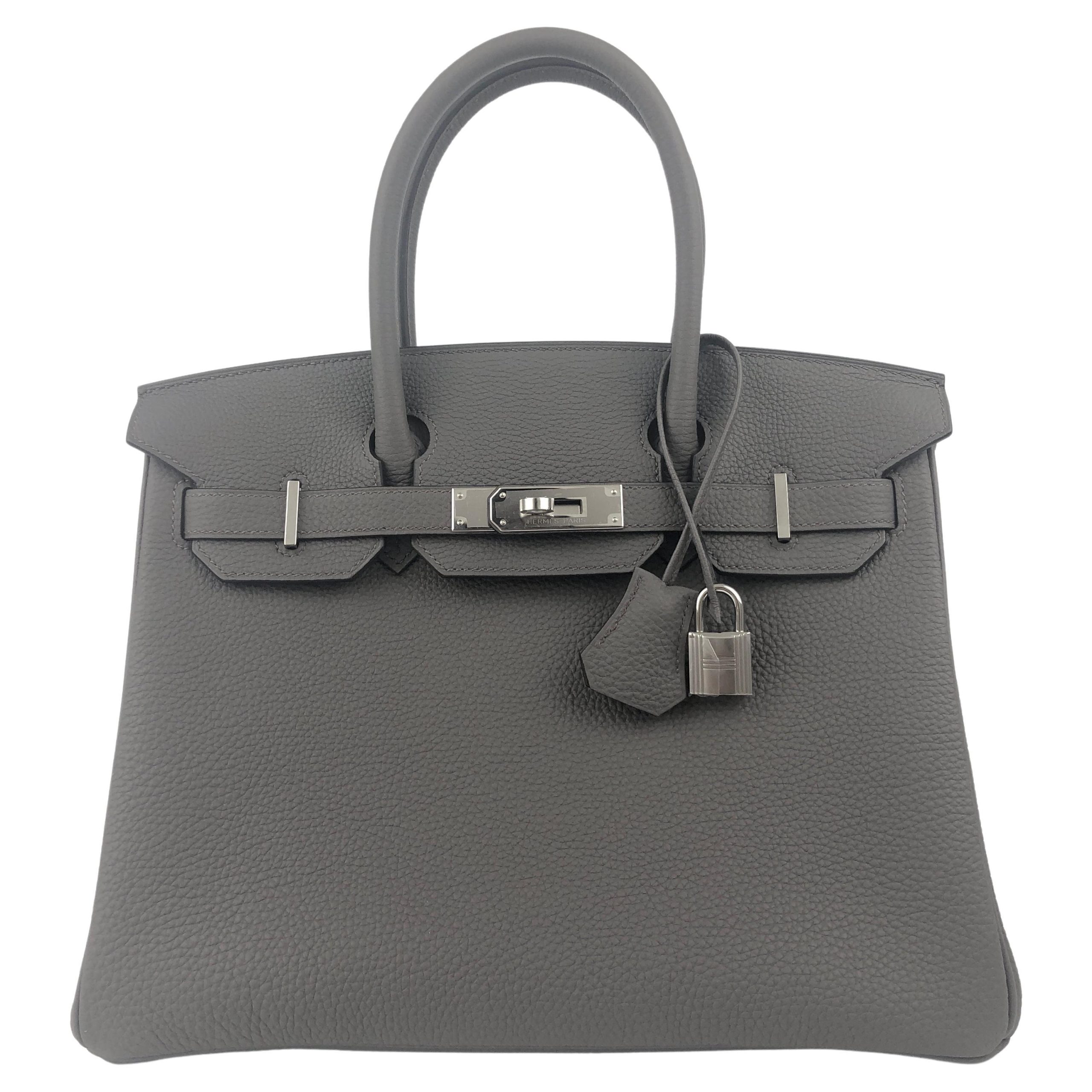 Hermes Birkin 30 Togo leather Etain grey silver palladium hardware
