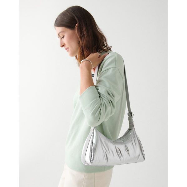 Kate Spade Carter Metallic Fabric Small Shoulder Bag Silver