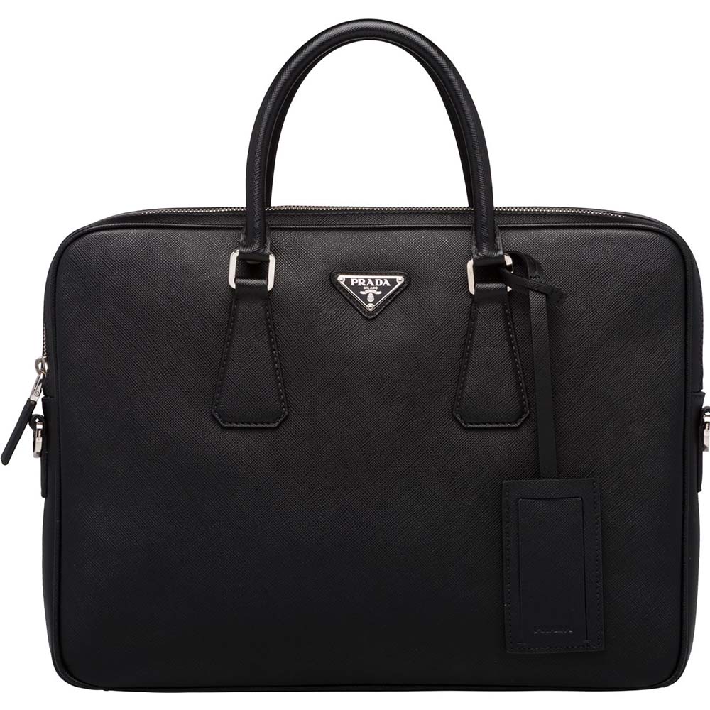 Prada Saffiano leather briefcase black structured men 2025