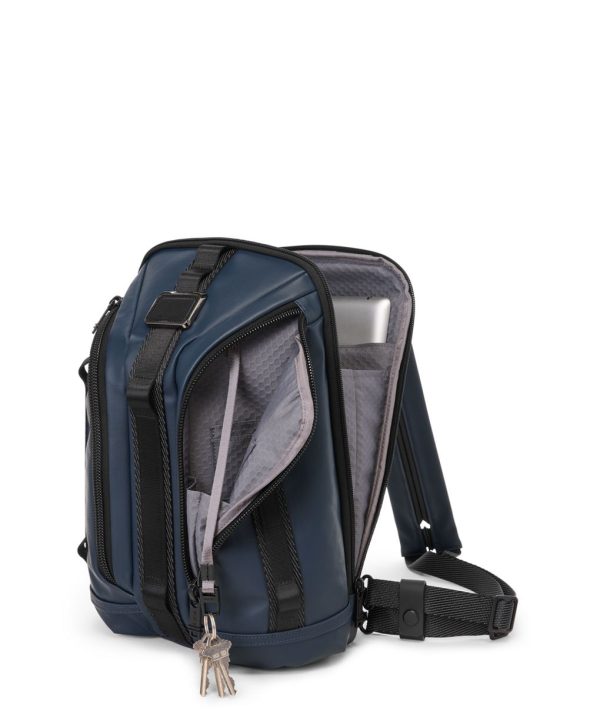 TUMI Alpha Bravo Knight Sling Backpack Navy Coated Canvas - Preorder