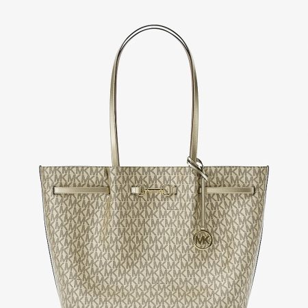 Michael Kors Carson Large Metallic Signature Logo Tote Bag