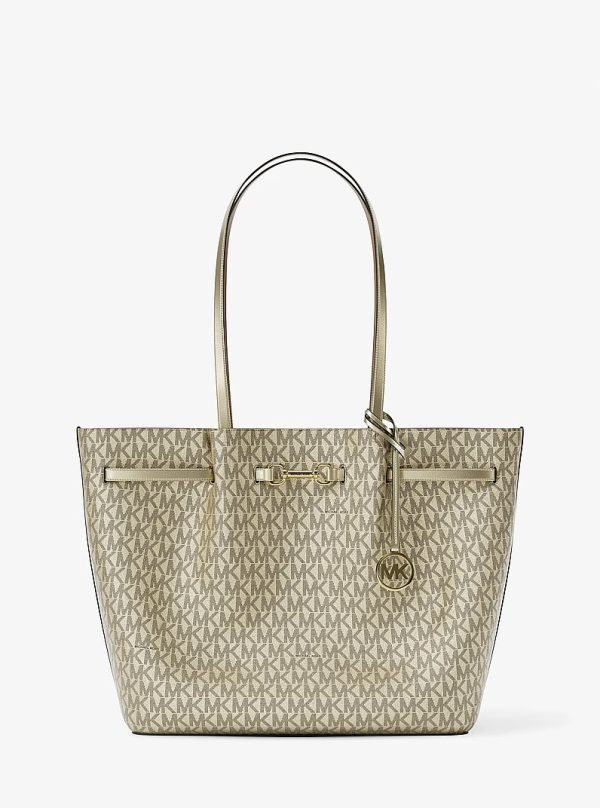 Michael Kors Carson Large Metallic Signature Logo Tote Bag