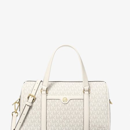 Michael Kors Jet Set Travel Medium Signature Logo Duffel Crossbody Bag