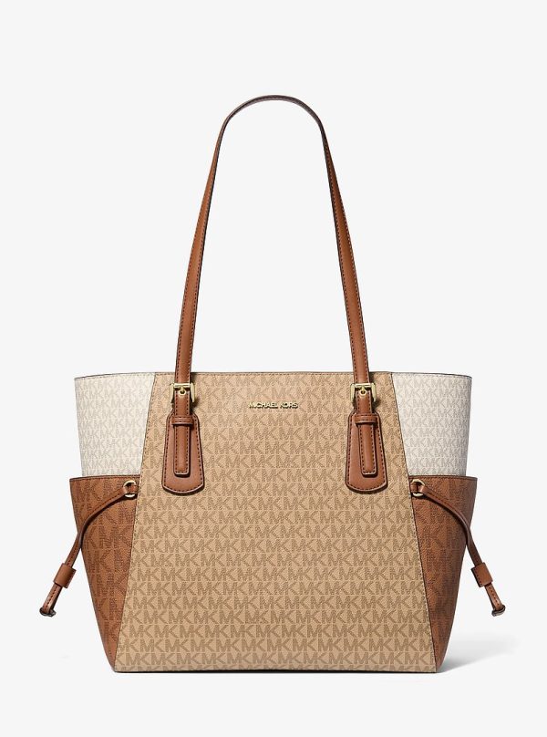 Michael Kors Voyager Large Color-Block Signature Logo Tote Bag