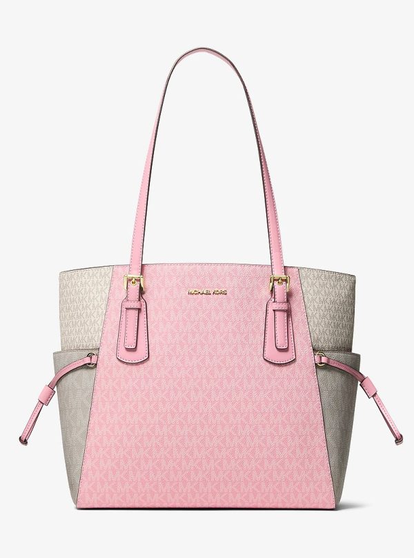 Michael Kors Voyager Large Color-Block Signature Logo Tote Bag