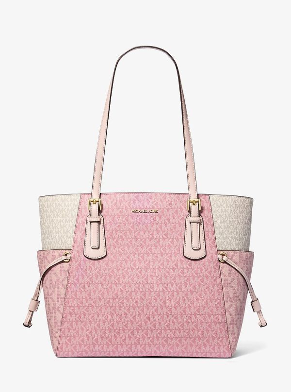 Michael Kors Voyager Large Color-Block Signature Logo Tote Bag