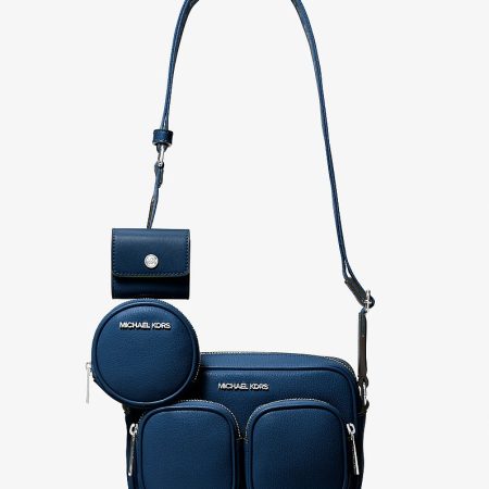 Michael Kors Jet Set Leather Medium Crossbody Bag with Case for Apple Airpods Pro&reg;