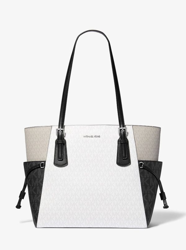Michael Kors Voyager Large Color-Block Signature Logo Tote Bag