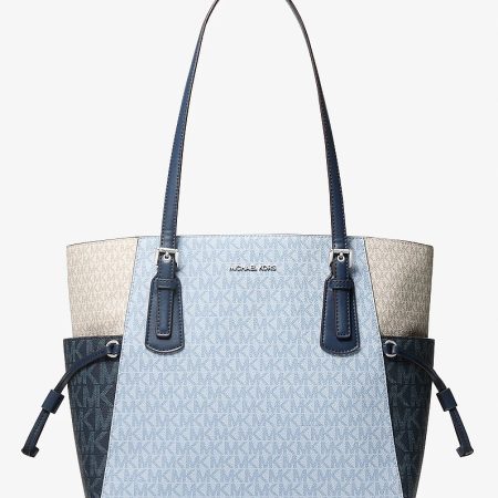 Michael Kors Voyager Large Color-Block Signature Logo Tote Bag