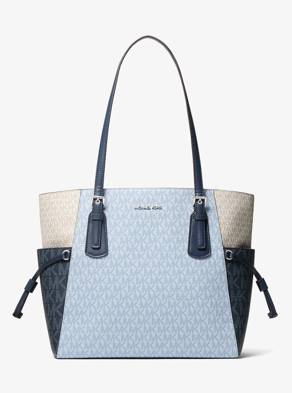Michael Kors Voyager Large Color-Block Signature Logo Tote Bag