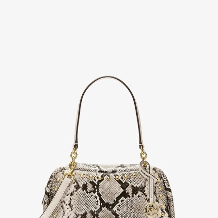 Michael Kors Cecily Small Studded Snake Embossed Shoulder Bag