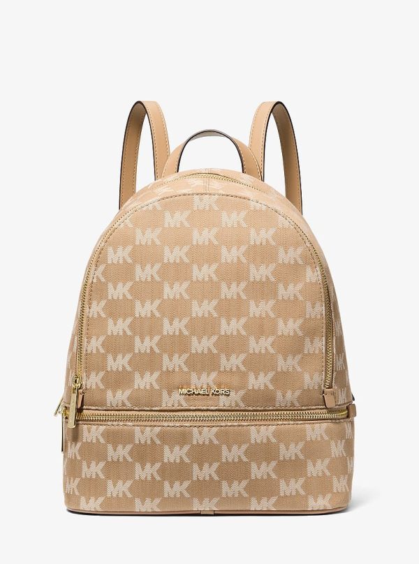 Michael Kors Rhea Medium Logo Jacquard Denim Backpack