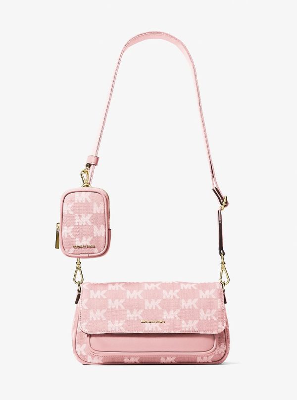 Michael Kors Jet Set Travel Small Logo Jacquard Denim Crossbody Bag With Pouch
