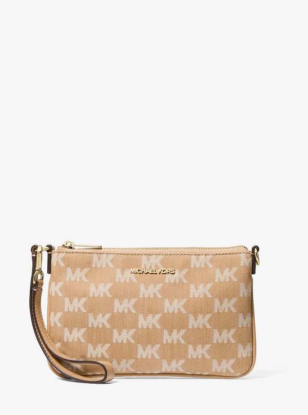 Michael Kors Jet Set Travel Small Logo Jacquard Denim Wristlet