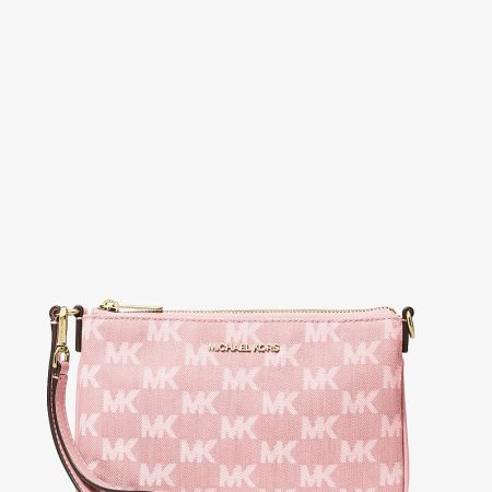 Michael Kors Jet Set Travel Small Logo Jacquard Denim Wristlet