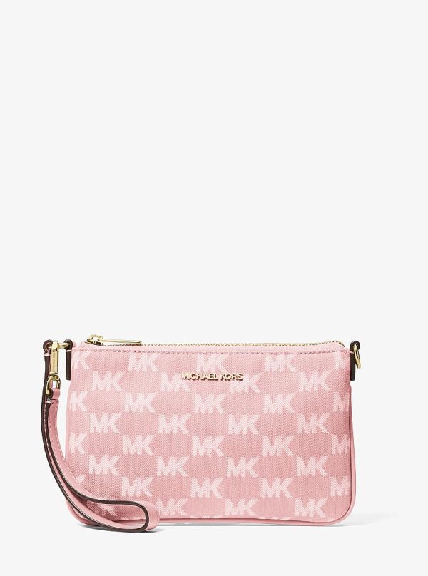 Michael Kors Jet Set Travel Small Logo Jacquard Denim Wristlet